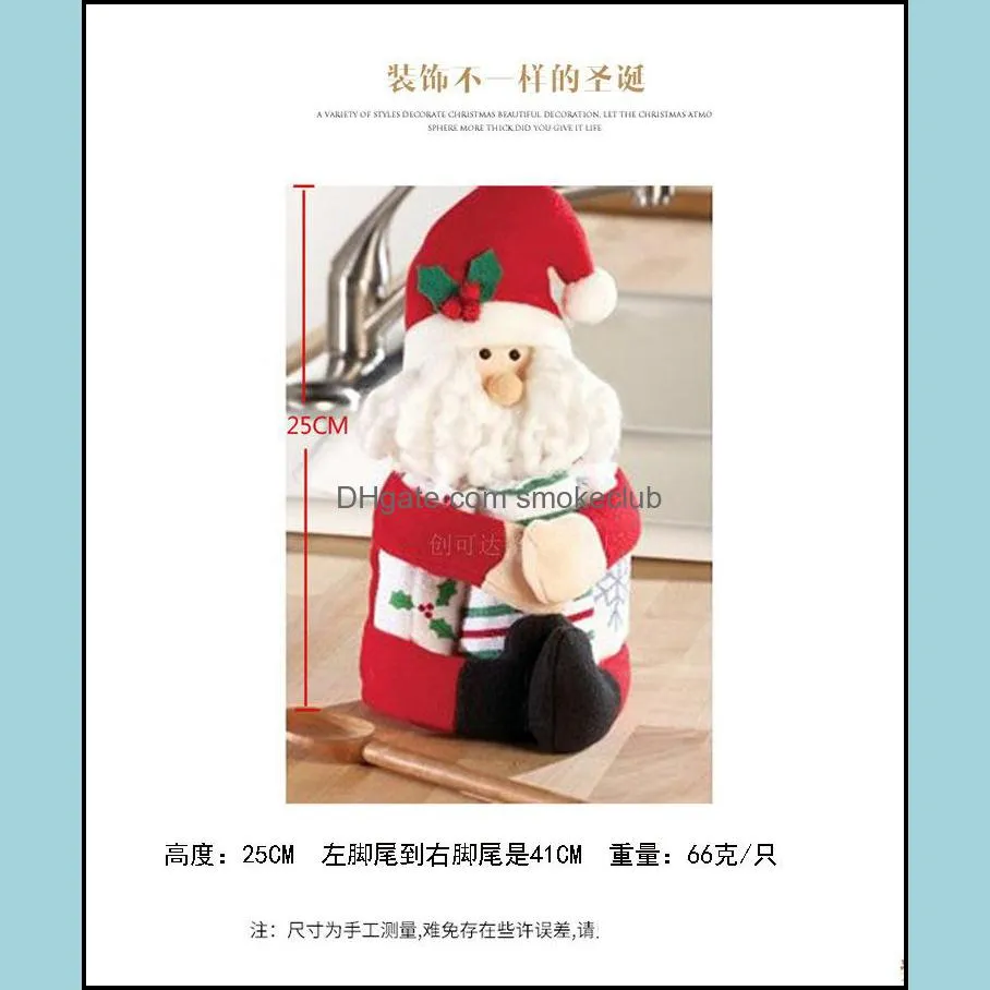 Chuangda New Wine Bottle Holding Santa Claus Towel Snowman Christmas Gift Decorations 67