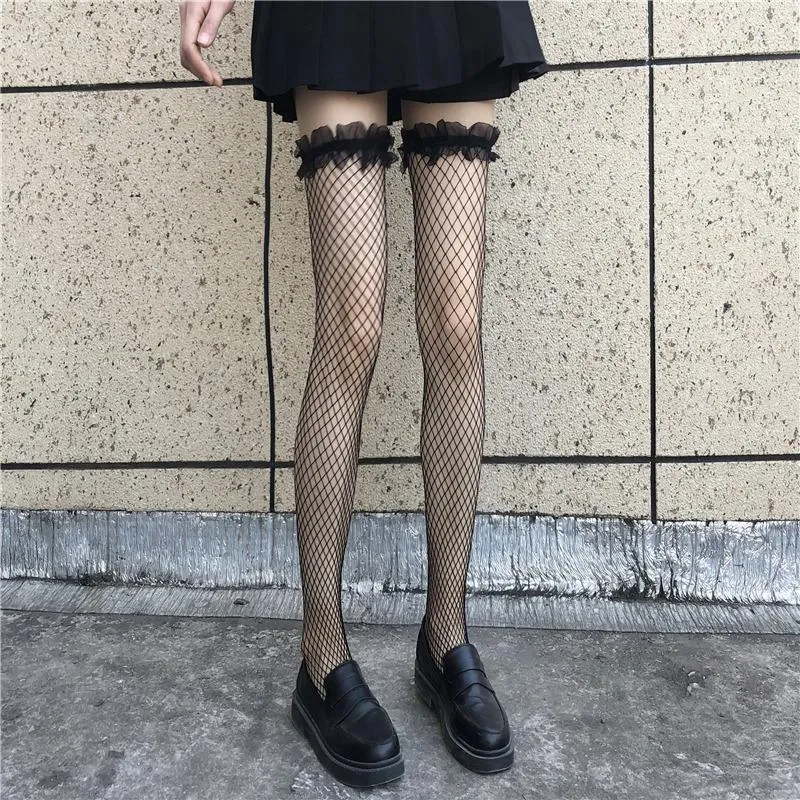 여자 양말 hosiery net stoethings jk 검은 실크 여성 레이스 흰색 무릎 봄 여름 여름 얇은 섹시 ins 트렌드