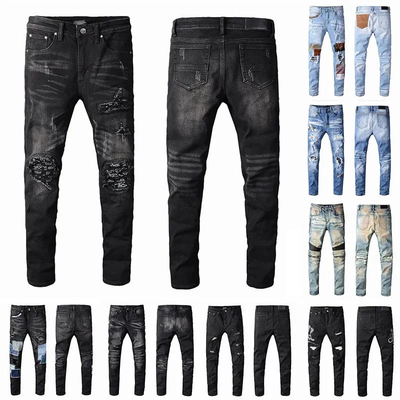 Jean Mens Designers Jeans Ejressed Ripped Biker Slim Fit Motorcykelcyklister Denim för män S Fashion Mans Black Pants Hip-Hop Pour Hommes 2023