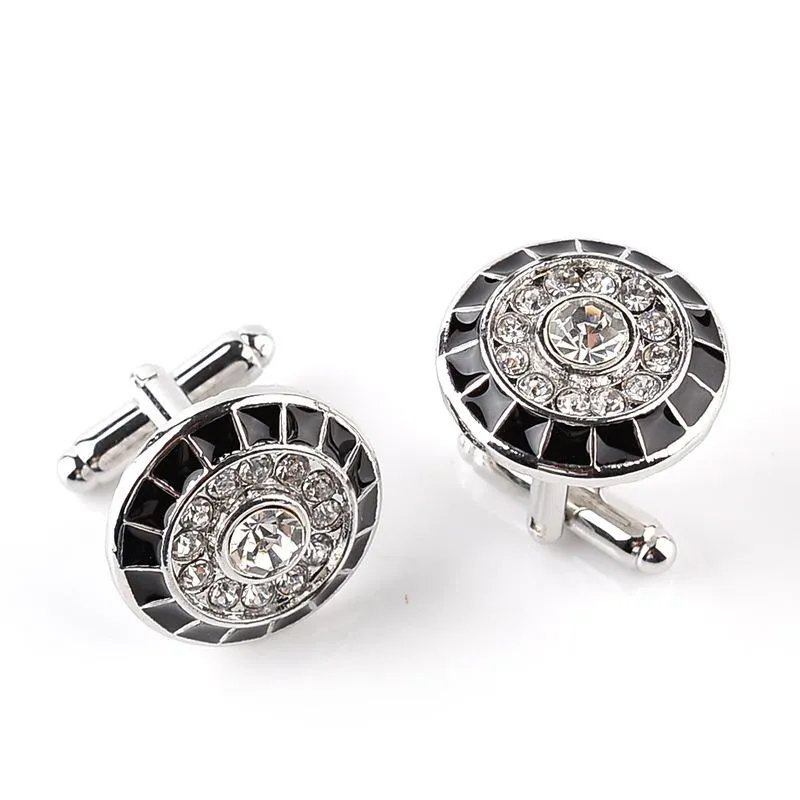 Mode gentleman diamant boutons de manchette rond costume d'affaires chemise boutons de manchette bouton pour hommes bijoux de mode volonté et sable nouveau