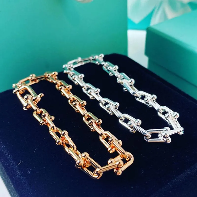 Link Chain CopperLink Cable Hands Armband för kvinnor Män Rose Gold Silver Color Circle Armband Smyckesgåvor267e