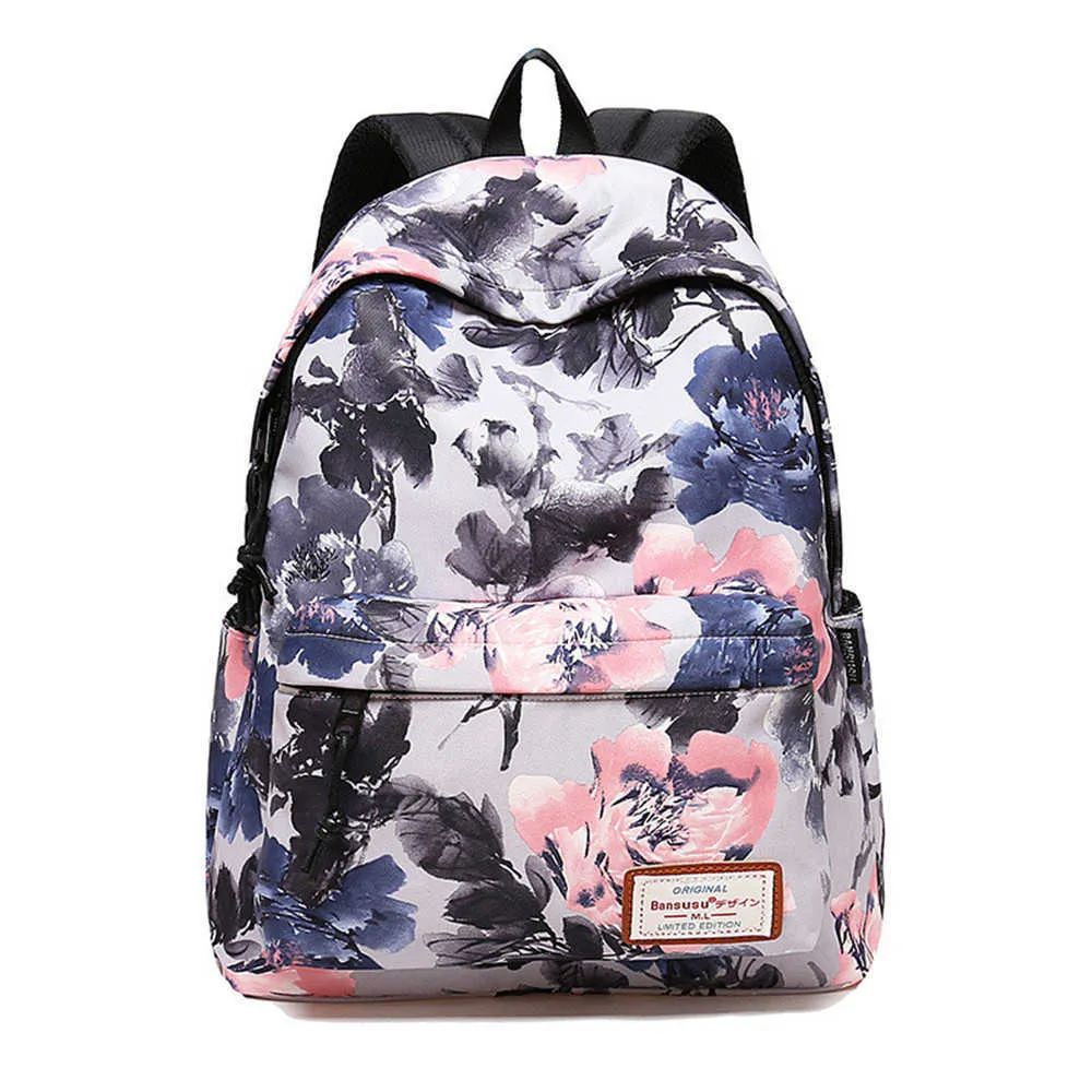 Mulheres Mochila Diária para Escolar Adolescente Meninas Flores Impressão de Viagens Mochilas Casuais Mochila Floral Mochila Escola Mochilas X0529