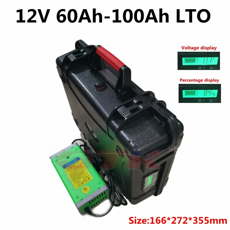 Batterie étanche LTO 12V 60Ah 70Ah 80Ah 100Ah Lithium titanate 12V avec BMS pour moteur à la traîne onduleur RV + chargeur 10A