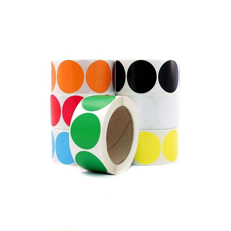 2021 1inch Round Colorful Blank Self Seal Adhesive Stickers Labels Items Classified Circle Paper Sealing Labels on Bags and Boxes