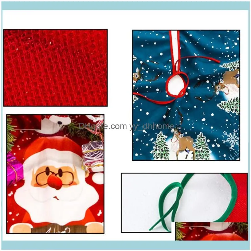 Christmas Tree Skirt Carpet Santa 90Cm Round Elk Print Christmas Tree Skirt Apron Floor Carpet Xmas Decoration Festive Supplies1