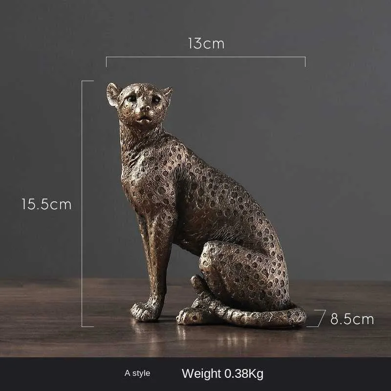 African Leopard Resin Statue Home Sculpture Animal Model Desktop