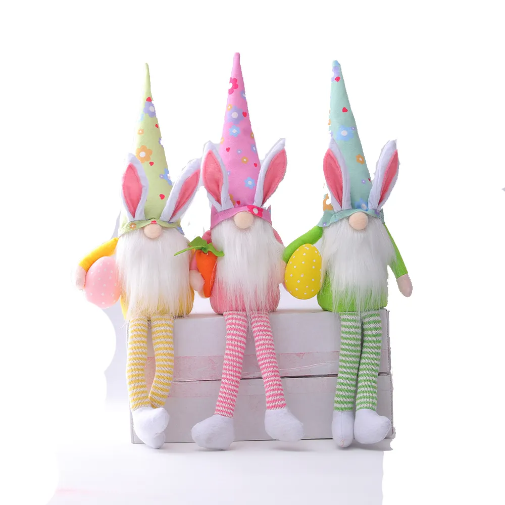 Easter Bunny Gnomes Girl Room Decor Prezenty Elf Krasnolud Home Wychowywane Ozdoby Królik Kolekcjonerskie Lalki Pluszowe Figurki JK2102XB