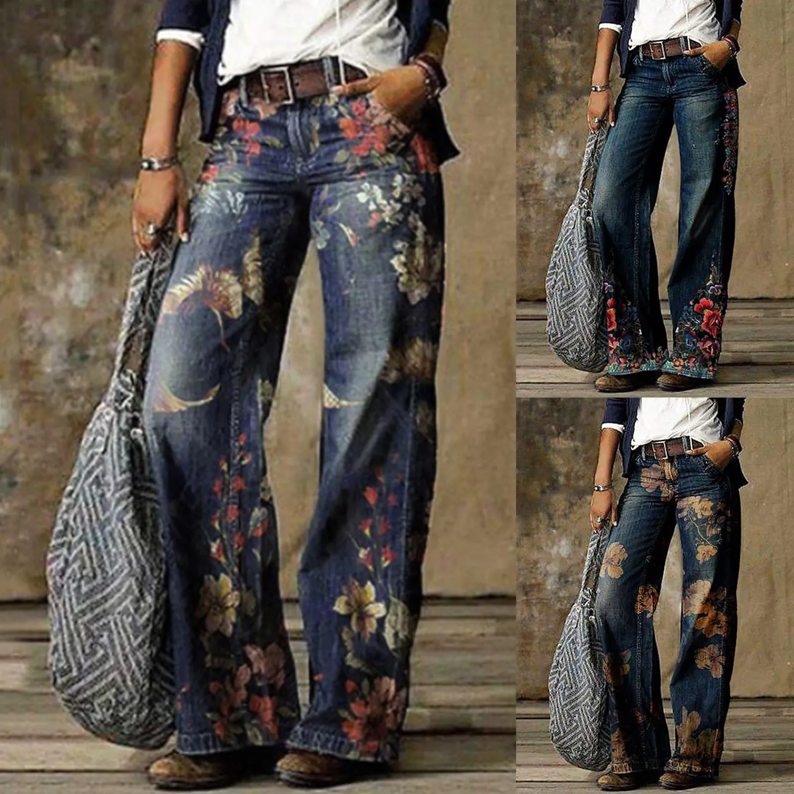 Woman Pants femme pantalon Fashion Printed Jeans Casual Long Pants Fashion printing 210222