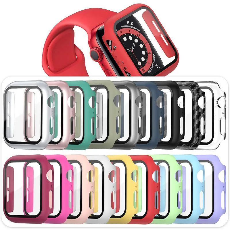 360 Tam Vücut Sert PC Kılıfları Temperli Cam Anti-Scratch Film Ekran Koruyucu Apple Watch Serisi SE 7 45mm 41mm 6 5 4 44mm 40mm IWatch 3 2 1 42mm 38mm Perakende Paketi