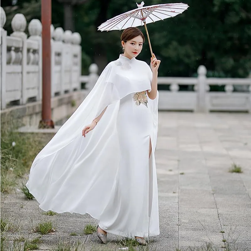 Asian Ethnic Womens Stage Wear Modern Qipao Traditional Oriental Gown For Chinese Womens Long Summer Elegant Vestido Vintage Cheongsam Party Performance Dress In Ballroom From Fleming627 72.57 DHgate....