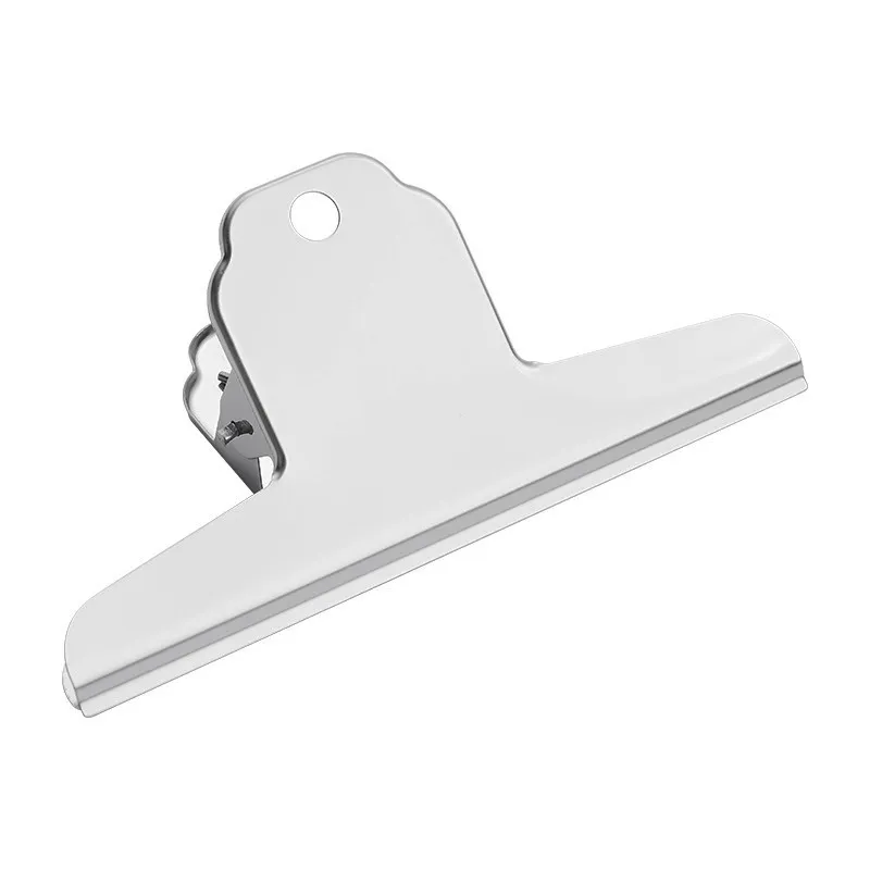 Argent Grande Inoxydable Binderie Clip Bureau Bureau School Tool Poignée Clips Bulldog Lettre Métal Clip en gros LX4071