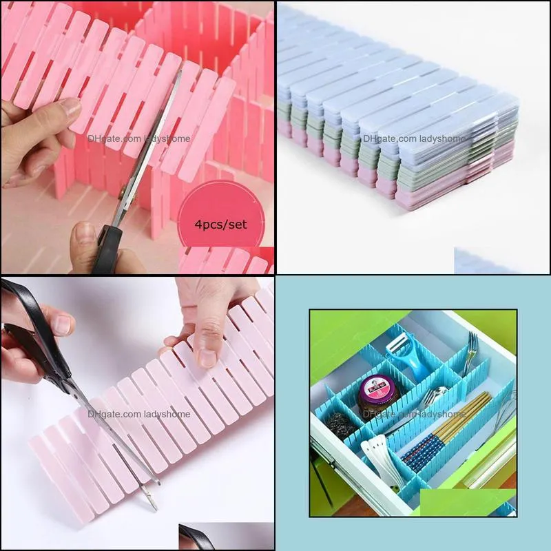 Diy drawers dividers Plastic Grid adjustable drawer divider Household Storage for Home Tidy Closet Makeup Socks Underwear HWD7141