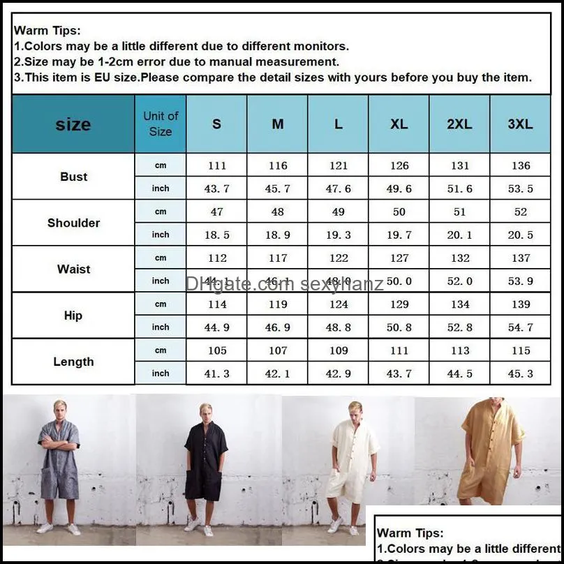 Ethnic Clothing Islamic Men Long Shirt One Piece Cotton Nightgowns Large Bathrobe Robe Caftan Vacation Beach Saudi Muslim Dress