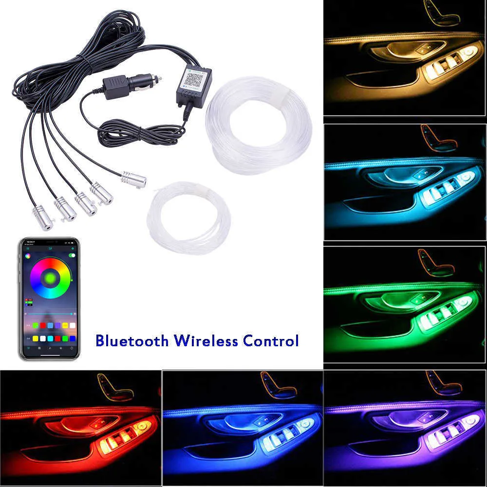 12V LED RGB Car Interior Footwell Atmosphere Lamps Strip Ambient Light Multicolor Under Lighting Kit APP Music Active Function
