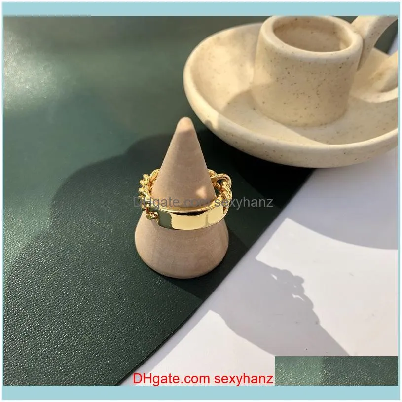 Trend Vintage Rings For Girls Soft Chain 18k Gold Men`s Ring On Finger With Emerald Wild High Sense Jewelry Women 2021 Cluster