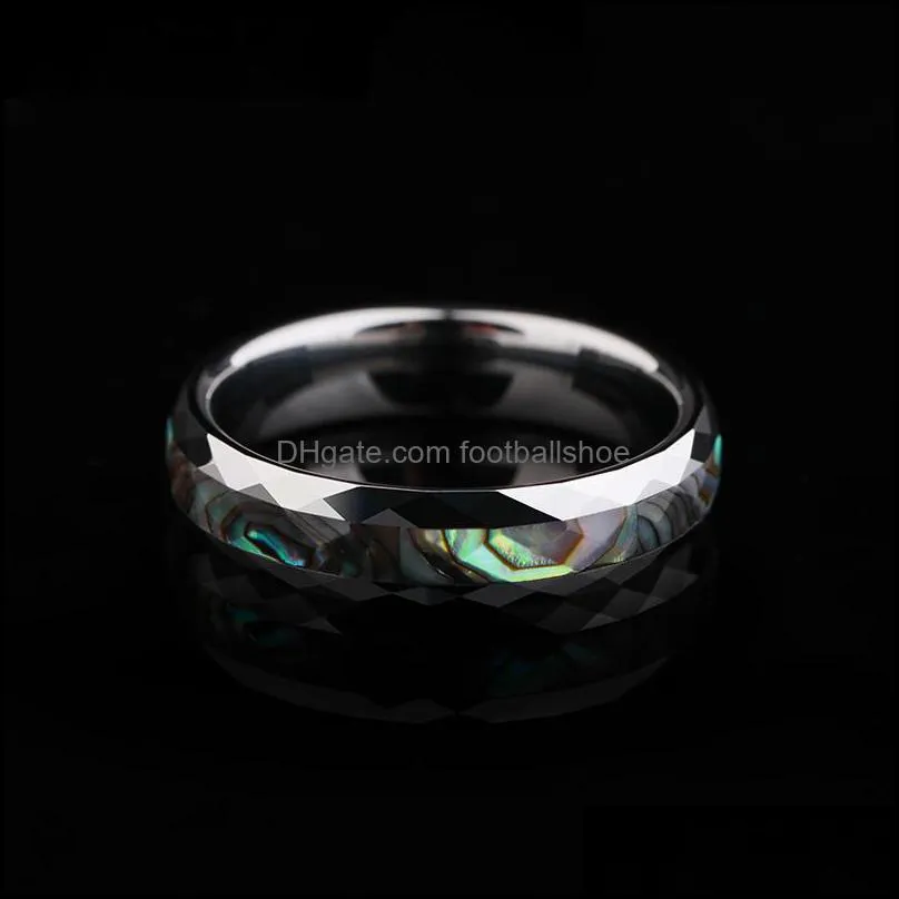 1pcs Romantic Wedding Ring for Lovers/Couples Tungsten Carbide Inlay Colorful Deep Sea Shell Comfort Fit 4mm/5mm Width Size 5-12 Y1128