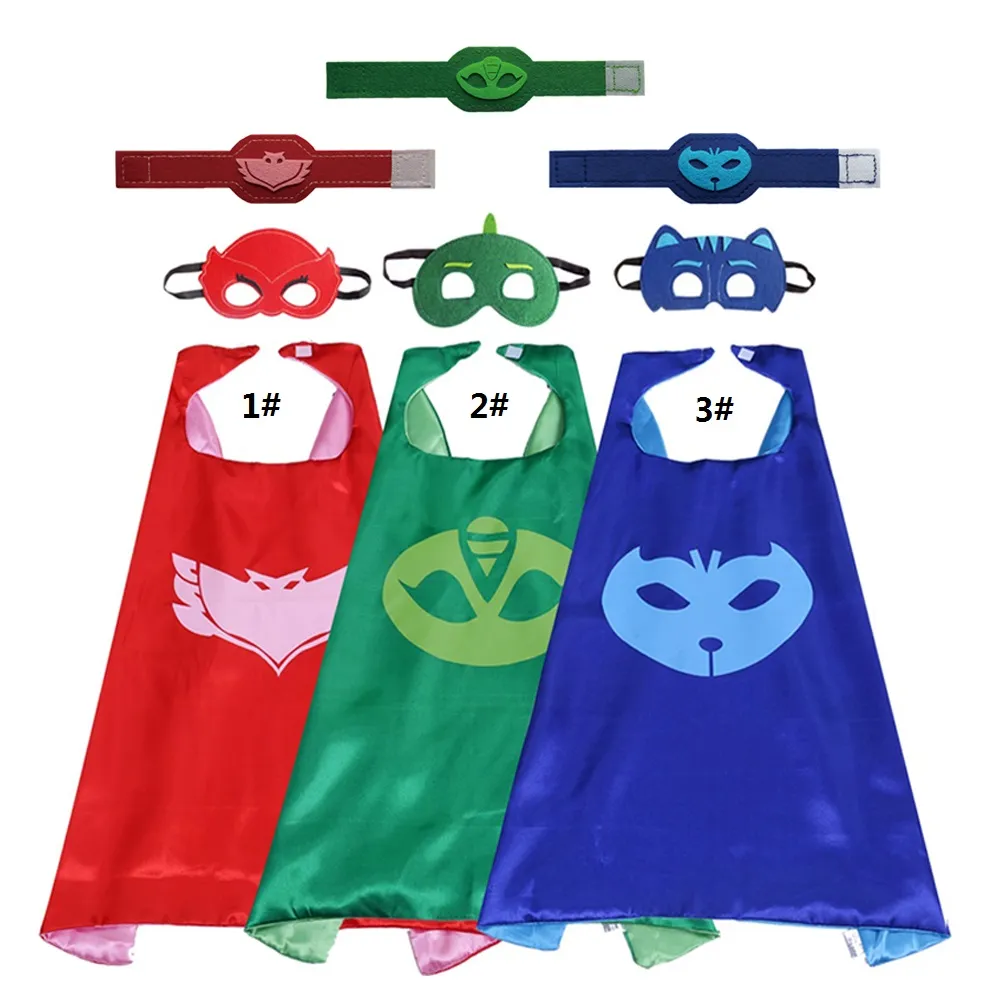 Dubbellaags Superheld Cape Masker Polsband Set Cartoon Halloween Kostuums Fancy Dress For Kids Cosplay Amaya Connor Greg Verjaardagscadeau Party Festival