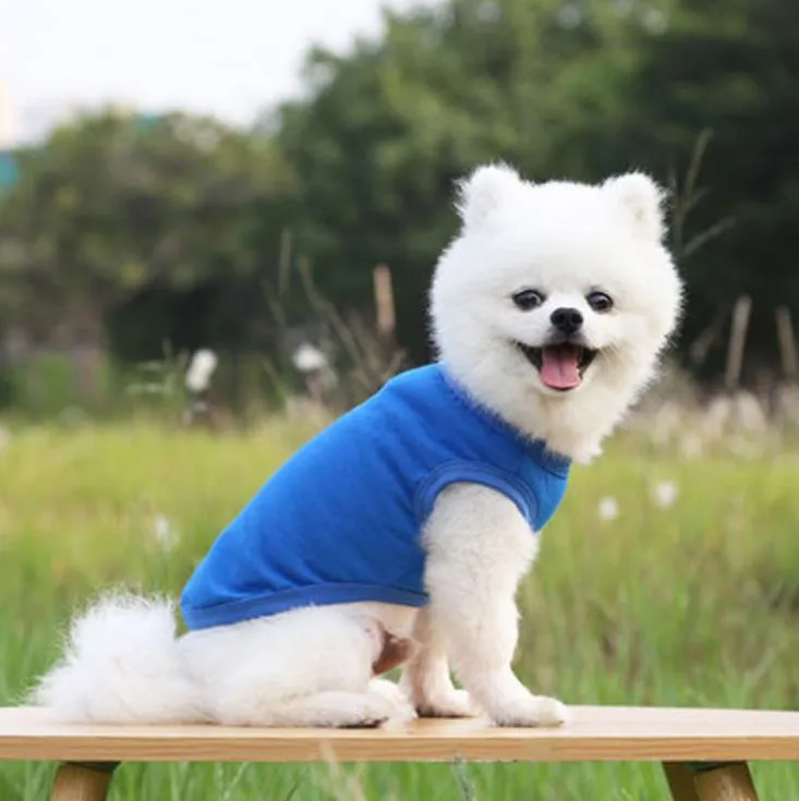 Dog Home & Garden dog Apparel Large Dogs Clothes White Blank Puppy Shirts Solid Color Small T Shirt Cotton Outwear Pet Supplies 9 Colors lkjl