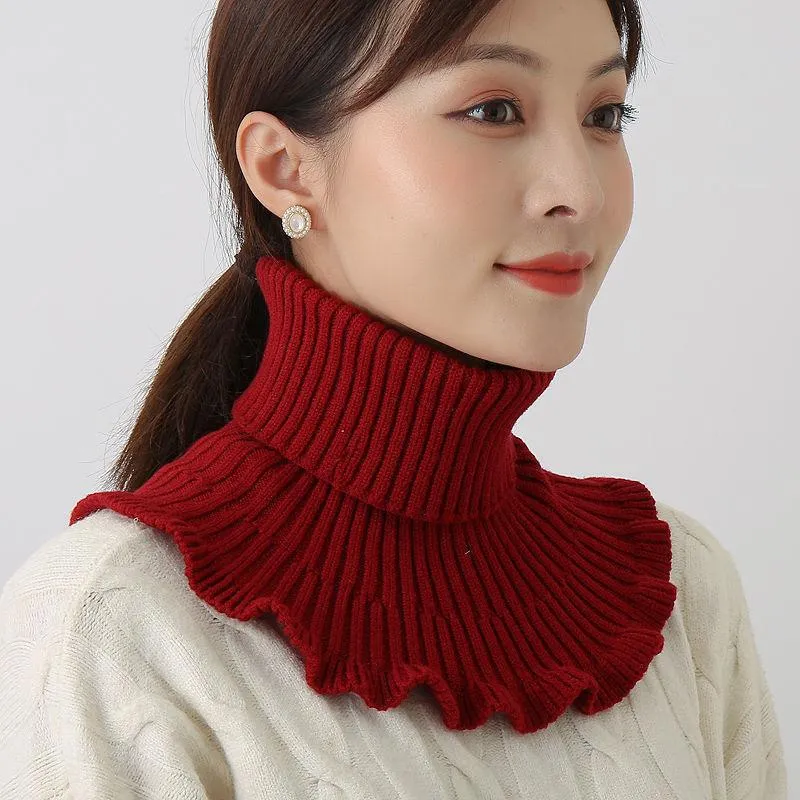 Łuszka Krawaty Kobiet Zimowe Produkty Zagęszczona Ochrona Kręgu Cervical Color Kolor Stretch Knitted False Collar Wełna Wysoka