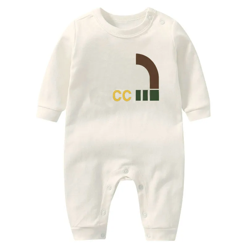 Baby Pure Cotton Rompers Meninos Designer Impressão de verão Luxo de luxo de manga curta e manga longa Macacão recém-nascido Romper G0011