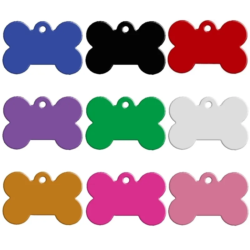 100 pcs / lote de alumínio animal de estimação etiqueta etiqueta forma de osso dupla face costume gravado cão gato pet Nome número de telefone ID Tag charme personalizado y200922