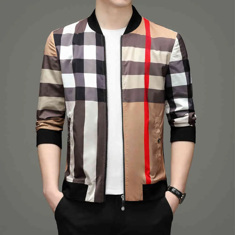 お名前シール特典付 良いブランドコート22秋の新しいユースジャケットメンズファッションカジュアル野球襟スリムジッパーチェック柄コート男性 登山白書16 Apparel Men S Clothing Vamosaesquiar Com
