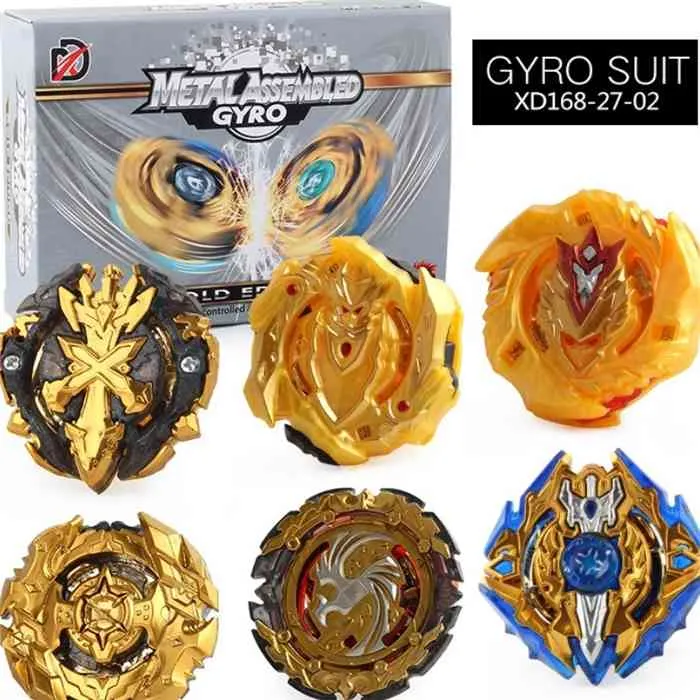 Bayblades Burst con lanzador de regla de tracción bidireccional Edición de oro Spinner XD168-27-02 SpinnerTops de aleación Regalo para niños YH2067 X0528