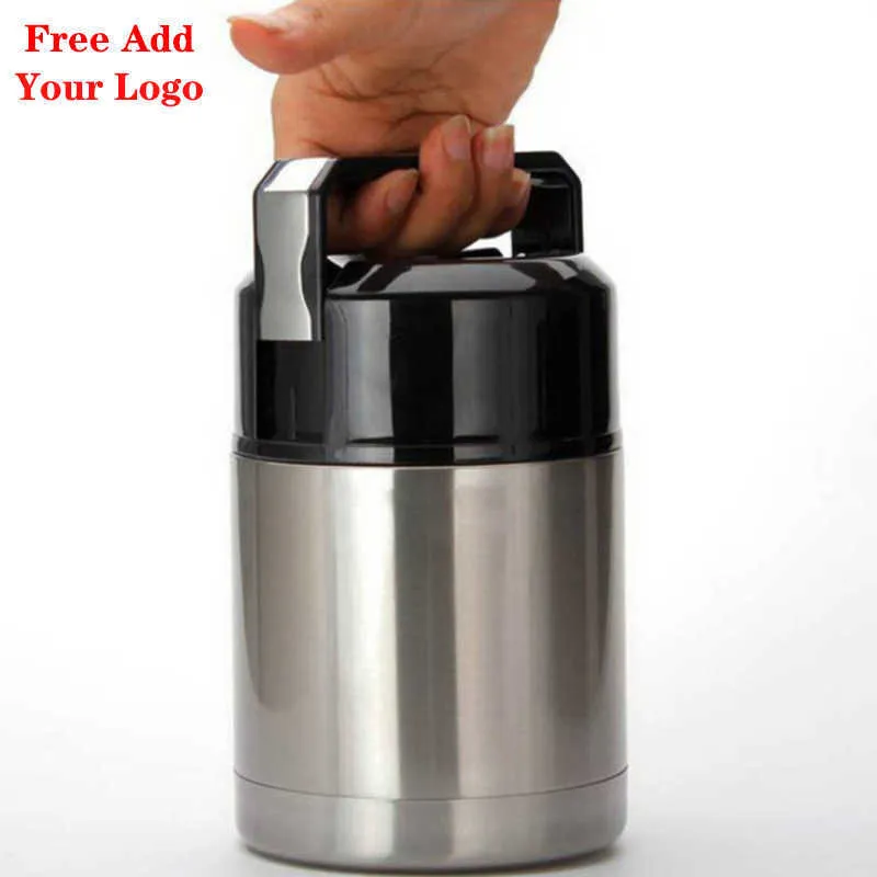 Custom name 304 stainless steel thermos lunch box for food with containers Vacuum Flasks Thermoses thermo mug thermocup 210907