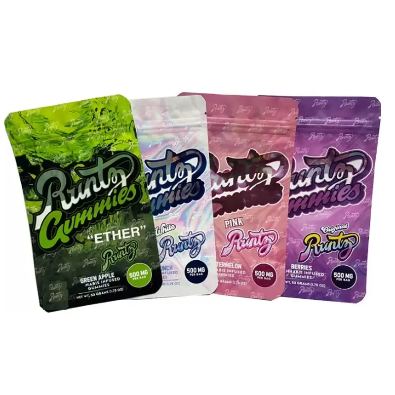 Wholesale Empty Edibles Packaging Runtz Gummies 500mg Mylar Bag