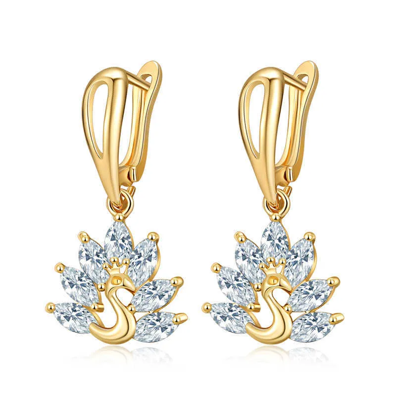 Dames Oorbellen Crystal Mode-sieraden 18K Vrouw Zirkoon Little Swan Gold Verzilverd
