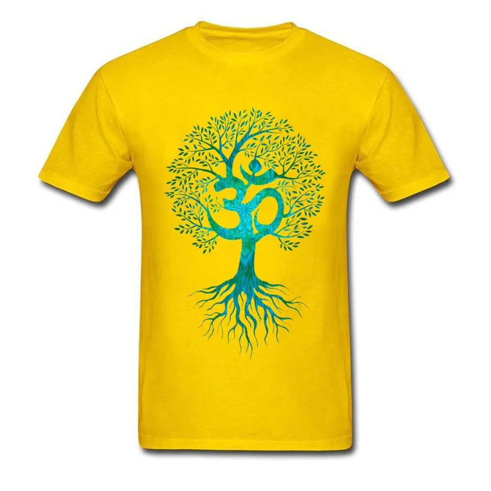  Mens Tshirts Om Tree Of Life Europe Tops & Tees Cotton Fabric O-Neck Short Sleeve Slim Fit Tops Shirt Labor Day Om Tree Of Life yellow