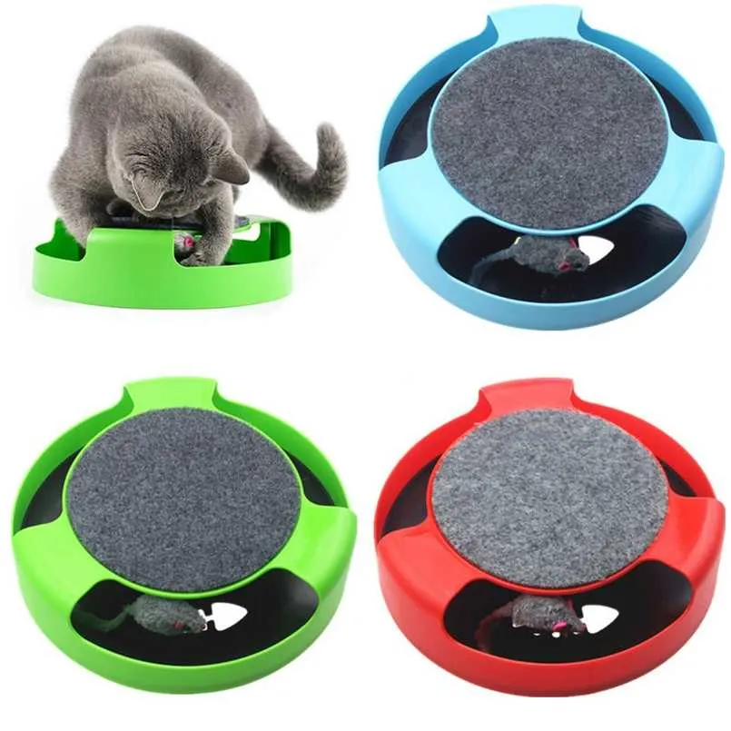 Pet Automatique Jouet Tease Chats Souris Interactive Courir Le Long De La Piste Tourne-Disque Jouet Smart Teasing Chat Bâton Fou Jeu Chat Jouet 211122