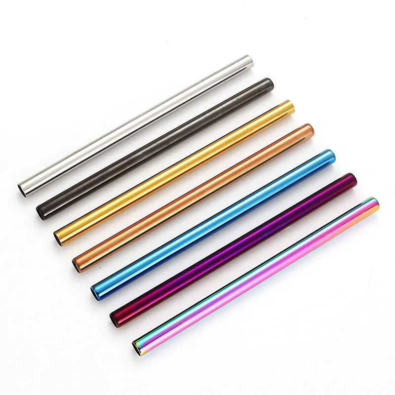 Cannucce in acciaio inossidabile multi colore Cannucce per uso alimentare da 21,5 cm Cannuccia da cocktail piegata arcobaleno in 6 mm e 12 mm