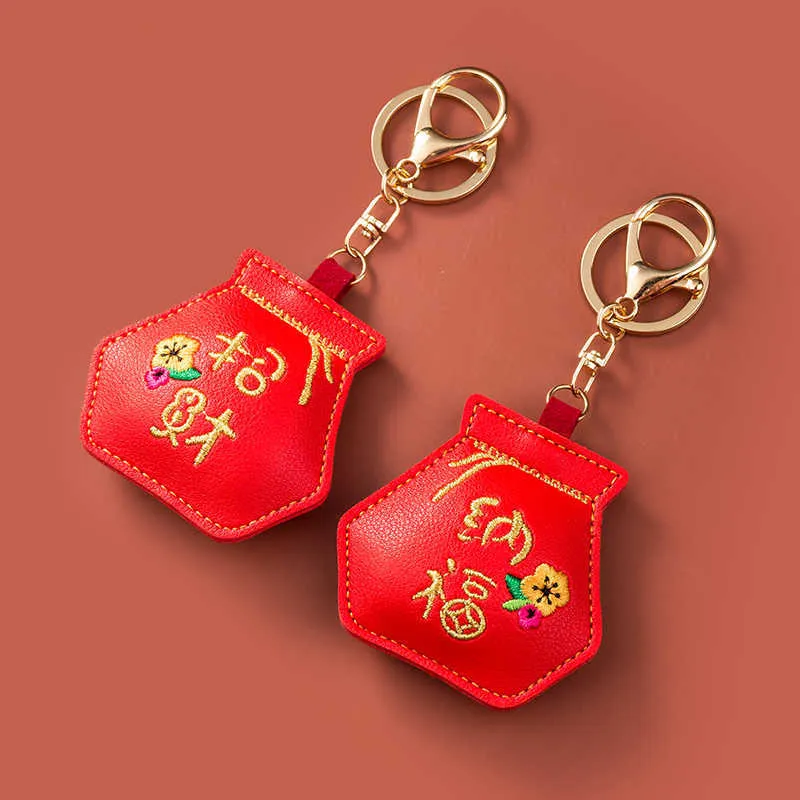 Högkvalitativ broderi Keychain Be Fortune Health Safe Car Keyring Charm Bag Hängsmycke Lyx Key Kedja Kawaii Par Present G1019