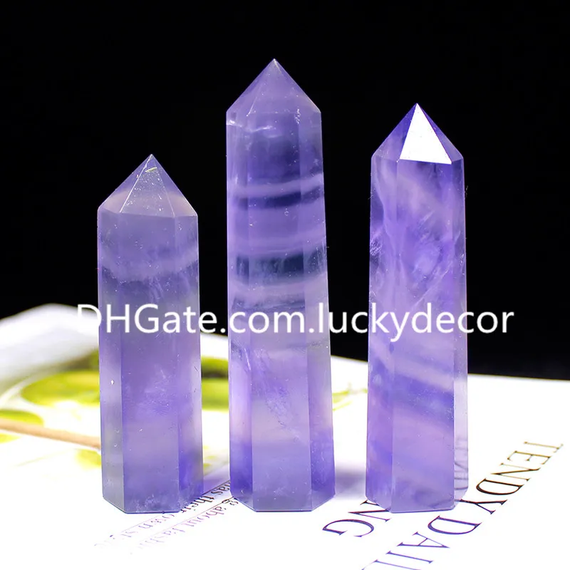 10 sztuk Wspaniały Naturalny Clear Fioletowy Kolorowy Fluorite Kwarcowy Obelisk Crystal Gemstone Wand Point Rzeźbione REIKI Healing Stone Tower Figurka