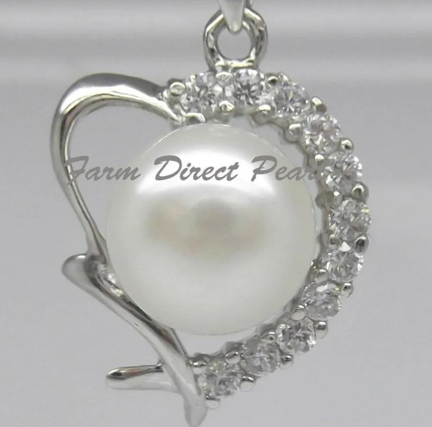 Feine Perlen Schmuck natürlicher 925er Sterlingsilber 18 "Echtes Herzperlen-Anhänger Halskette