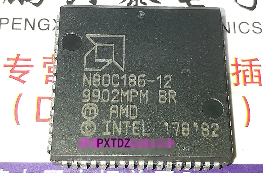 N80C186-12 CI de circuits intégrés N80C186 CPU PQCC68 . Microprocesseur vintage / 186 puces anciennes Collection de garantie