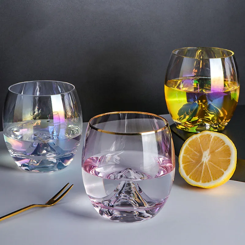 Transparant Kleurrijke Crystal Glass Cup Koffie Bier Mok Sap Melk Whisky Ei-vormige kopjes Huishoudelijk water