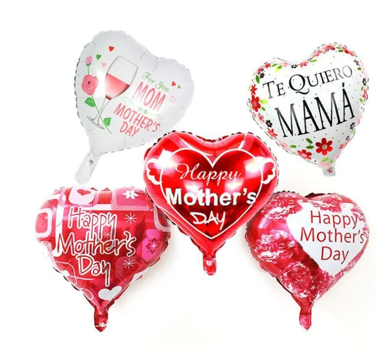 Aluminum Foil Balloon Party Decoration Happy Mother`s Day Balloon Heart Balloons for Birthday Supplies / 