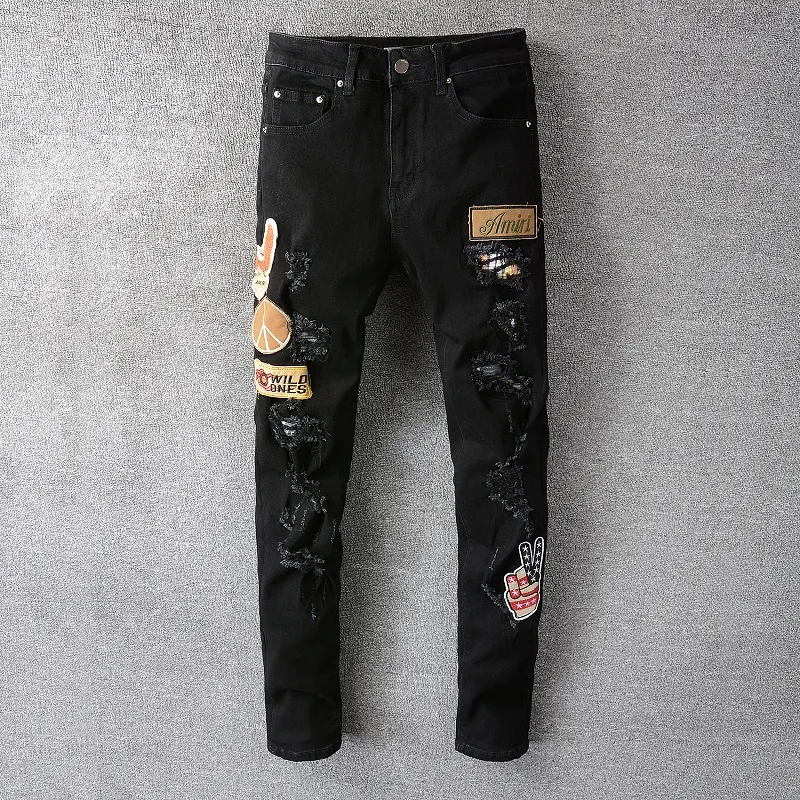 20sses hommes design design jeans en détresse déchiré slim ajustement moto denim pour hommes s de qualité supérieure de qualité jean mans pantalons pour hommes # 687