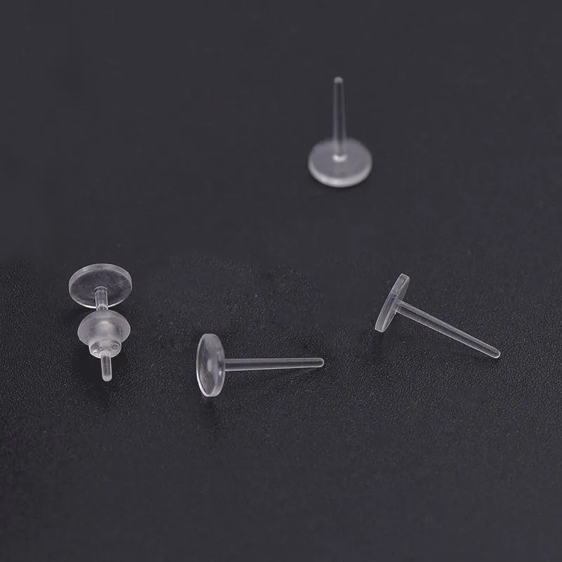Stadnina 50 sztuk / partia przezroczyste akrylowe ucho ustawienie okrągłe podstawa Cabochon DIY Kolczyki Akcesoria dla kobiet Biżuteria Ustalenia
