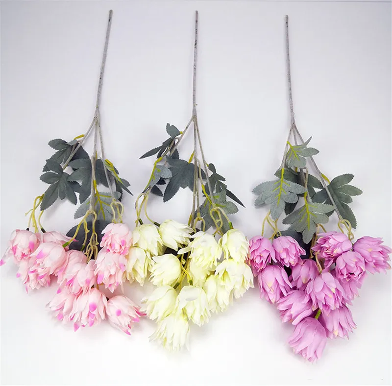 Kunstbloemen Boeket Zijde Stof Bruiloft Home DIY Floral Decor Simulatie Bloem Boeket Craft Champagne Roze Rood