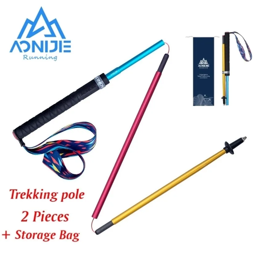 Aonijie E4201 Vacker M-Pole Folding Trekking Pole Utomhus Kolstång Aluminium Alloy Straight Handle Running Walking Stick 220216