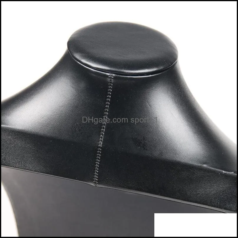 Black Pu Leather Necklace Bust Tall Jewelry Display Stand Neck Form For Jewellery Window Shelf Exhibition Counter Top Stand Xpiwt 381