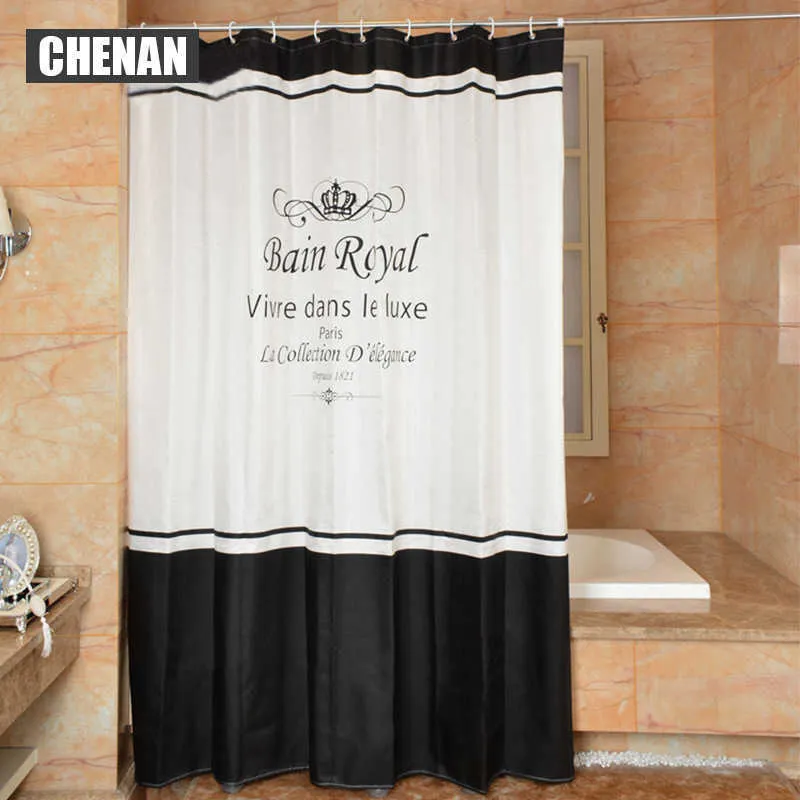 Polyester Fabric Shower Curtain Waterproof Home Bathroom s Crown Style Bath Crutain For The set 210609