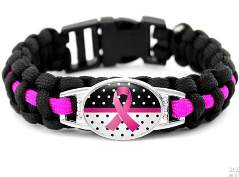 Cancer Ruban Nouveaux Styles Mélanges 32 Équipes de football Paracord Braceelets de survie sur mesure Camping Sports Bracelet Personnalisé Logo Team Parapluie