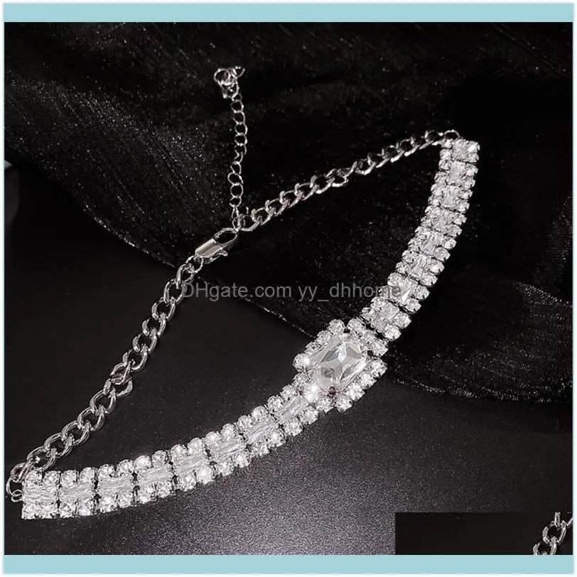 Chokers FYUAN Fashion Big Crystal Choker Necklaces For Women Geometric Rhinestone Weddings Jewelry Party Gifts