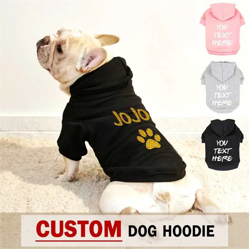 Custom Dog Cat Hoodie Clothes French Bulldog Puppy Dog Coat Sweatshirt Cotton Winter Dog Cat Clothing Shirt Chihuahua Yorkshire 211106