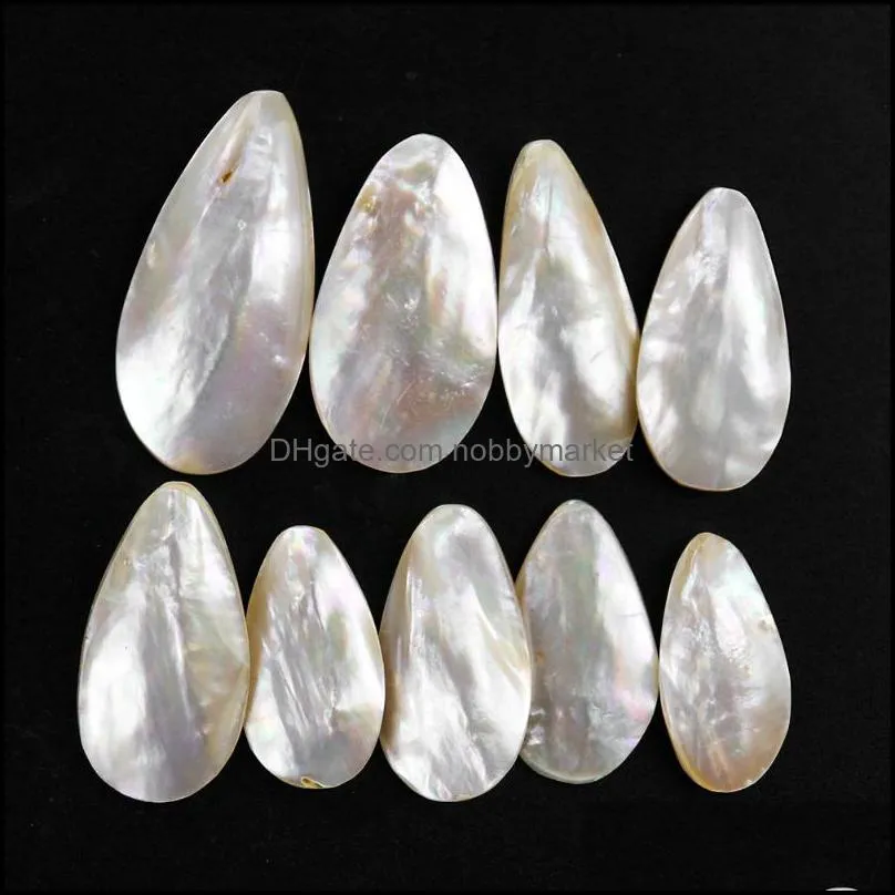 Charms 1pc Two-Side Natural Sea Shell Long Water Drop Pendant Tear Charm White MOP Beads DIY Making Necklace Earring Jewelry Accessory