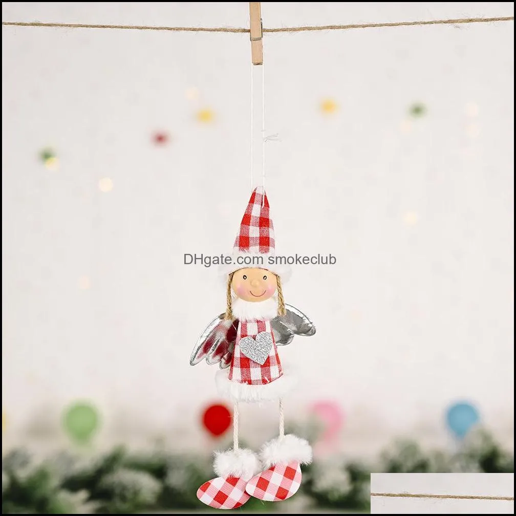 Christmas Decoration Creative Plaid Wings Love Girl Pendant Children`s Gift xmas Ornaments